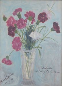 CALIERNO GIOSUE' Caserta 1897 - 1968 Pietra Ligure (SV) - Vaso di garofani 1961