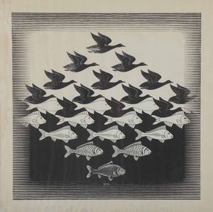Escher Maurits Cornelis - Sky and Water I (Lucht en Water I), 1938