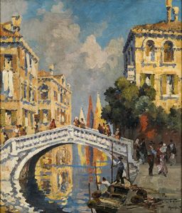 Baldessari Roberto Marcello : Ponte a Venezia, 1913-1914  - Asta Arte Moderna e Contemporanea - Seconda Sessione - Associazione Nazionale - Case d'Asta italiane
