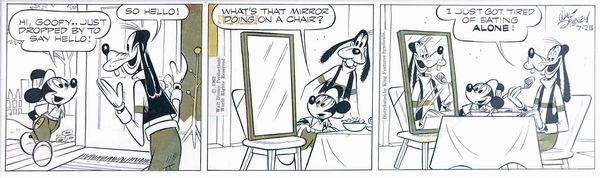Floyd Gottfredson : Mickey Mouse: Eating alone!  - Asta I Maestri del Fumetto e dell'Illustrazione - Associazione Nazionale - Case d'Asta italiane