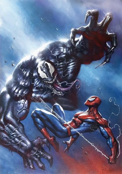 Parrillo Lucio : Spiderman vs Venom  - Asta I Maestri del Fumetto e dell'Illustrazione - Associazione Nazionale - Case d'Asta italiane