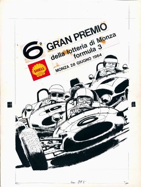 Crepax Guido : 6 Gran Premio della lotteria di Monza formula 3  - Asta I Maestri del Fumetto e dell'Illustrazione - Associazione Nazionale - Case d'Asta italiane