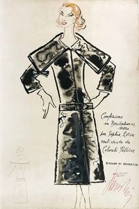 Brunetta Bruna Moretti - Confezione in breit schwarz per Sophia Loren realizzata da Colombi Pellicce