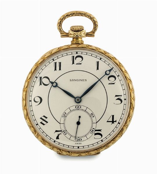 LONGINES : LONGINES, orologio da tasca in oro giallo 18K. Realizzato nel 1920 circa  - Asta Orologi da polso e da tasca - Associazione Nazionale - Case d'Asta italiane