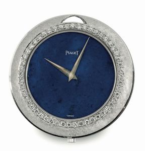 Piaget - Piaget, movimento No. 704147. Orologio da tasca, in oro bianco 18K con brillanti e raro quadrante in lapislazuli. Realizzato nel 1960 circa. Accompagnato dall'astuccio originale