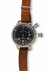LEONIDAS - LEONIDAS. Orologio cronografo a ritorno in acciaio, in uso dai puntatori, per lo sgancio delle bombe. Realizzato nel 1940 circa