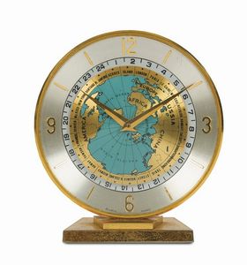 Cortland - Cortland, Concord Watch. Orologio da tavolo, ore del mondo, in ottone dorato, 8 giorni riserva di carica. Realizzato nel 1960 circa
