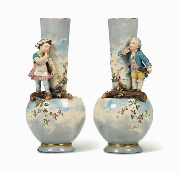Coppia di vasi Francia, Parigi, Edouard Gilles, 1860-1900  - Asta Maioliche e Porcellane - Associazione Nazionale - Case d'Asta italiane
