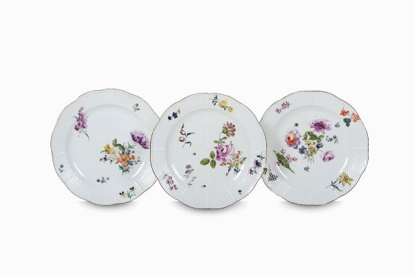Tre piatti Meissen 1750 circa  - Asta Maioliche e Porcellane - Associazione Nazionale - Case d'Asta italiane