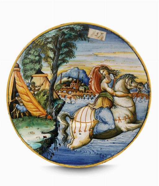 Piatto Urbino (o Pesaro), 1553  - Asta Maioliche e Porcellane - Associazione Nazionale - Case d'Asta italiane