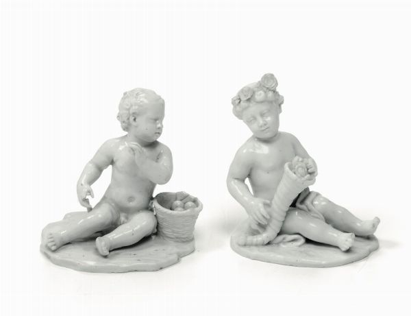 Coppia di figurine Venezia, Manifattura Cozzi, 1770 circa  - Asta Maioliche e Porcellane - Associazione Nazionale - Case d'Asta italiane