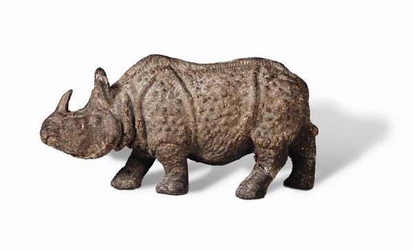 Rinoceronte realizzato in materiale organico. Manifattura del XVIII-XIX secolo  - Asta Scultura e Oggetti d'Arte - Associazione Nazionale - Case d'Asta italiane