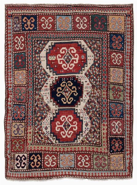 Particolare tappeto Kazak, Caucaso sud occidentale seconda met XIX secolo  - Asta Collezione di Tappeti - Associazione Nazionale - Case d'Asta italiane