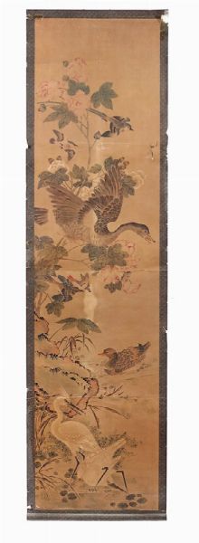Dipinto su carta raffiguranti anatre, Cina, Dinastia Qing, XIX secolo  - Asta Chinese Works of Art - Associazione Nazionale - Case d'Asta italiane