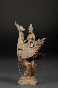 Figura di divinit in bronzo su volatile, Thailandia, XIX secolo  - Asta Chinese Works of Art - Associazione Nazionale - Case d'Asta italiane