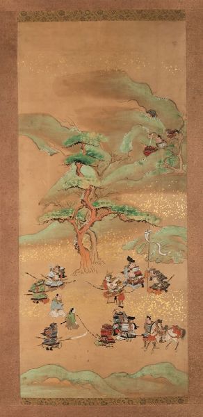 Dipinto su carta raffigurante scena di battaglia, Giappone, periodo Edo, fine XVII secolo  - Asta Fine Chinese Works of Art - Associazione Nazionale - Case d'Asta italiane
