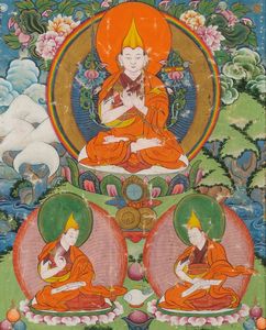 Coppia di Tangka su seta diversi con raffigurazioni di Lama, Tibet, XIX secolo  - Asta Fine Chinese Works of Art - Associazione Nazionale - Case d'Asta italiane