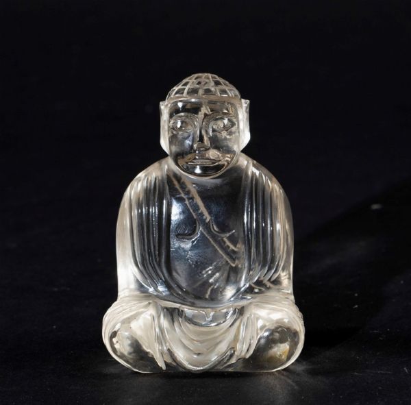 Figura di Buddha seduto scolpito in cristallo di rocca, Cina, XX secolo  - Asta Arte Orientale - Associazione Nazionale - Case d'Asta italiane
