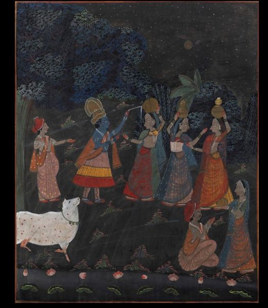 Dipinto su tela raffigurante scena rituale, India, XIX secolo  - Asta Arte Orientale - Associazione Nazionale - Case d'Asta italiane