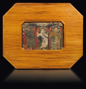 Miniatura incorniciata raffigurante divinit, India, XIV secolo  - Asta Arte Orientale - Associazione Nazionale - Case d'Asta italiane