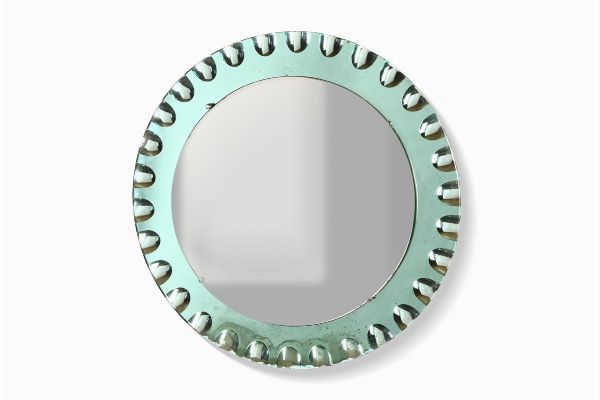 Specchiera con cornice in vetro molato colorato.  - Asta Design - Associazione Nazionale - Case d'Asta italiane