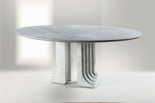 Grande tavolo in marmo di Carrara.  - Asta Design - Associazione Nazionale - Case d'Asta italiane