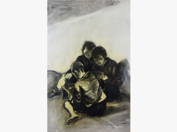 Giovanni Cappelli : Bambini di periferia 1956  - Asta Arte moderna e contemporanea / Arredi, Argenti e Dipinti Antichi - Associazione Nazionale - Case d'Asta italiane