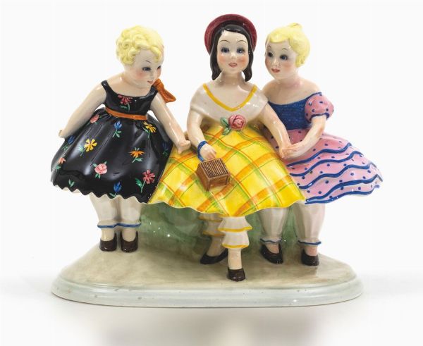 Tre bambine  - Asta Torino 1930-1950. Vent'anni di storia della ceramica italiana - Associazione Nazionale - Case d'Asta italiane