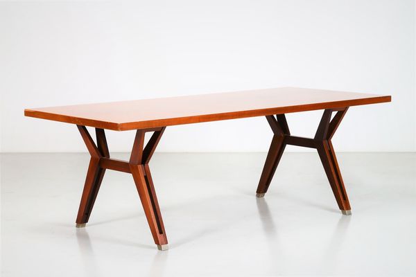 FAZIOLI ENNIO : Tavolo in legno e metallo  per MIM  anni 60  - Asta ASTA 257 DESIGN (ONLINE) - Associazione Nazionale - Case d'Asta italiane