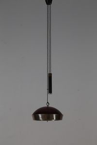 STILUX - Lampada saliscendi a sospensione in metallo ottone e plexiglass  anni 60