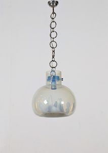 ZUCCHERI TONI (1937 - 2008) - Lampada a sospensione in metallo e vetro di Murano  per Veart anni 60