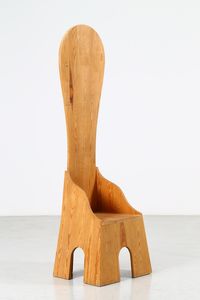 CEROLI MARIO (n. 1938) - Sedia trono  in legno di pino  serie Mobili nella Valle  per Poltronova  anni 70