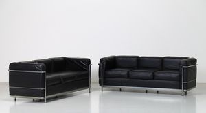 LE CORBUSIER - Due divani LC3  metallo cromato e pelle  per Cassina I Maestri anni 70