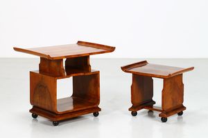 DOMUS NOVA - Due tavolini in radica di noce  anni 30