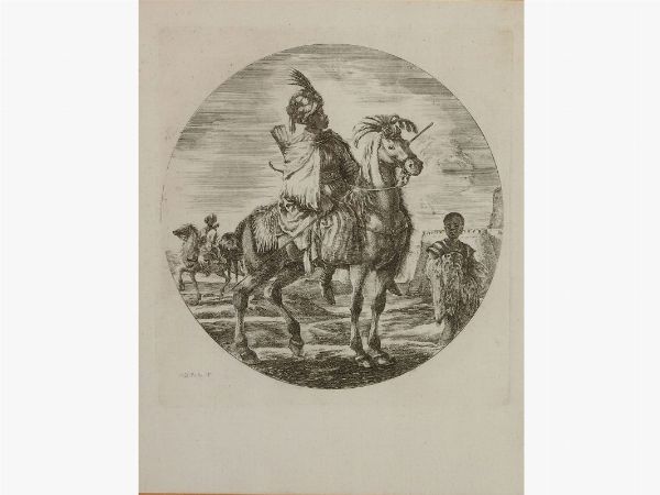 Stefano Della Bella : Soldati a cavallo  - Asta Arredi e dipinti antichi - Associazione Nazionale - Case d'Asta italiane