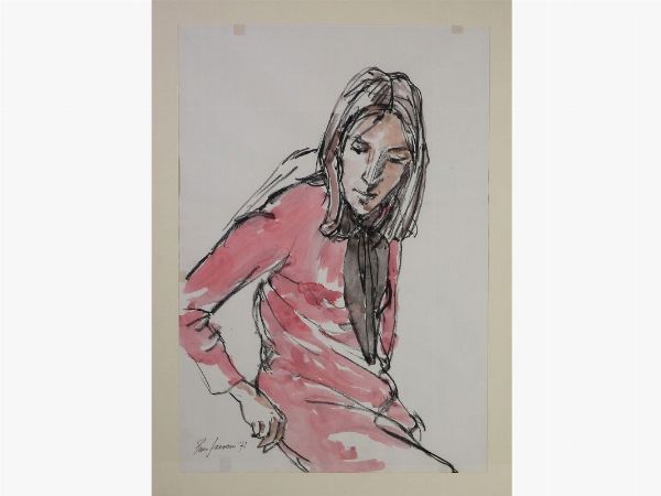 Enzo Faraoni : Ritratto di ragazza 1972  - Asta Arte moderna e contemporanea - Associazione Nazionale - Case d'Asta italiane