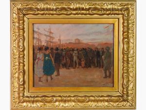 Cafiero Filippelli - Scorcio di porto con figure 1921