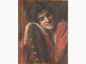 Pittore lombardo nella cerchia di Cesare Tallone - Ritratto femminile