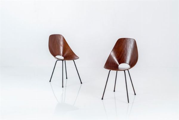 NOBILI VITTORIO : Due sedie mod. Medea  - Asta Design - Associazione Nazionale - Case d'Asta italiane
