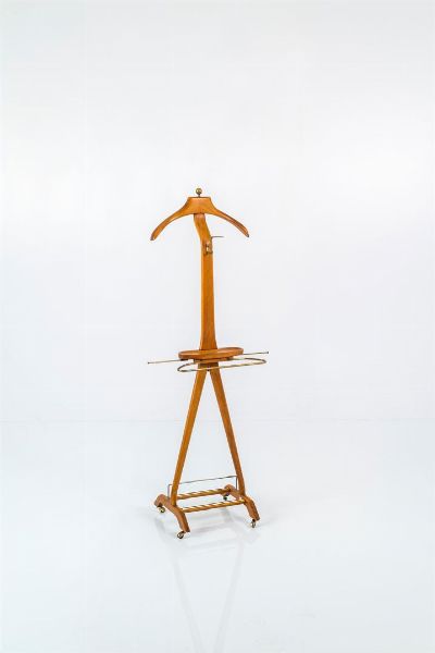 FRATELLI REGUITTI : Servomuto in legno e ottone. Anni '50 h cm 145  - Asta Design - Associazione Nazionale - Case d'Asta italiane