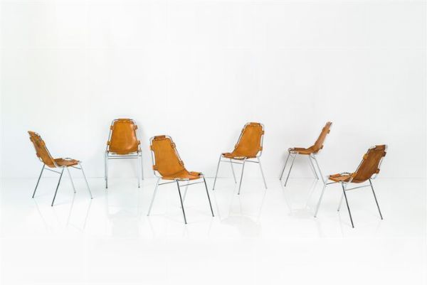 PERRIAND CHARLOTTE : Sei sedie mod. Les Arcs  - Asta Design - Associazione Nazionale - Case d'Asta italiane
