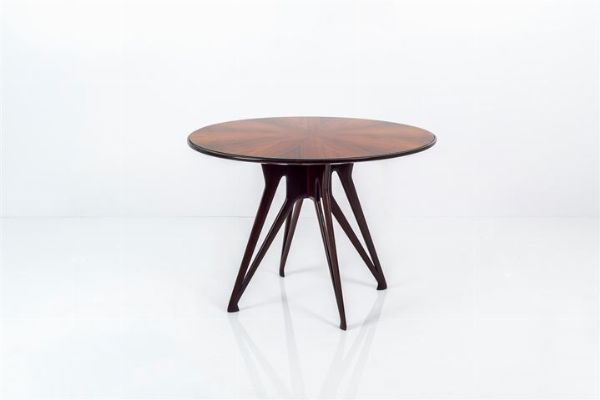 PRODUZIONE ITALIANA : Tavolo in legno di teak  piano in vetro. Anni '50 cm 80x112  - Asta Design - Associazione Nazionale - Case d'Asta italiane