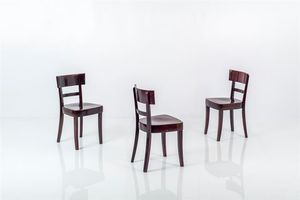 SOCIETA' ANONIMA ANTONIO VOLPE - Tre sedie in legno. Anni '50 cm 81x39x37