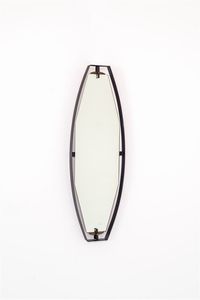 SANT'AMBROGIO DE BERTI - Specchio con cornice in metallo laccato  particolari in ottone. Anni '50 cm 100x32