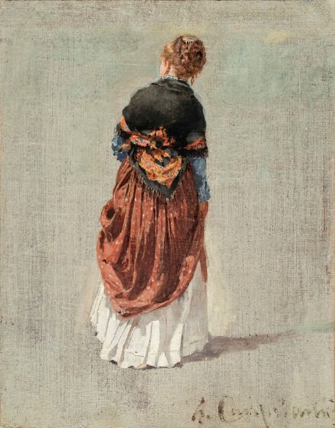 Campriani Alceste : Studio di figura femminile, 1880-84 c.  - Asta Dipinti del XIX e XX secolo - Associazione Nazionale - Case d'Asta italiane