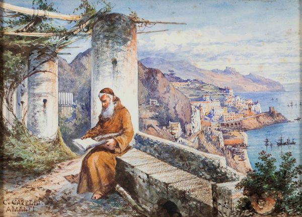 CARELLI CONSALVO : Amalfi  - Asta Dipinti del XIX e XX secolo - Associazione Nazionale - Case d'Asta italiane