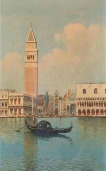Brandeis Antonietta : Venezia San Marco  - Asta Dipinti del XIX e XX secolo - Associazione Nazionale - Case d'Asta italiane