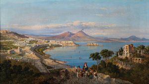 CARELLI CONSALVO : Golfo di Napoli  - Asta Dipinti del XIX e XX secolo - Associazione Nazionale - Case d'Asta italiane
