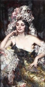 Salinas Juan Pablo : Donna seduta  - Asta Dipinti del XIX e XX secolo - Associazione Nazionale - Case d'Asta italiane