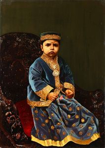Coppia di ritratti di fanciulli in abiti indiani  - Asta Dipinti del XIX e XX secolo - Associazione Nazionale - Case d'Asta italiane